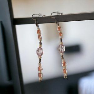 Handmade By Donovan Earrings Boho Bead Long Dangle Artisan Upcycled Twice Loved